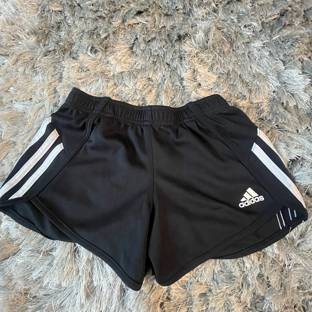 Adidas Girls Black and White Athletic Shorts